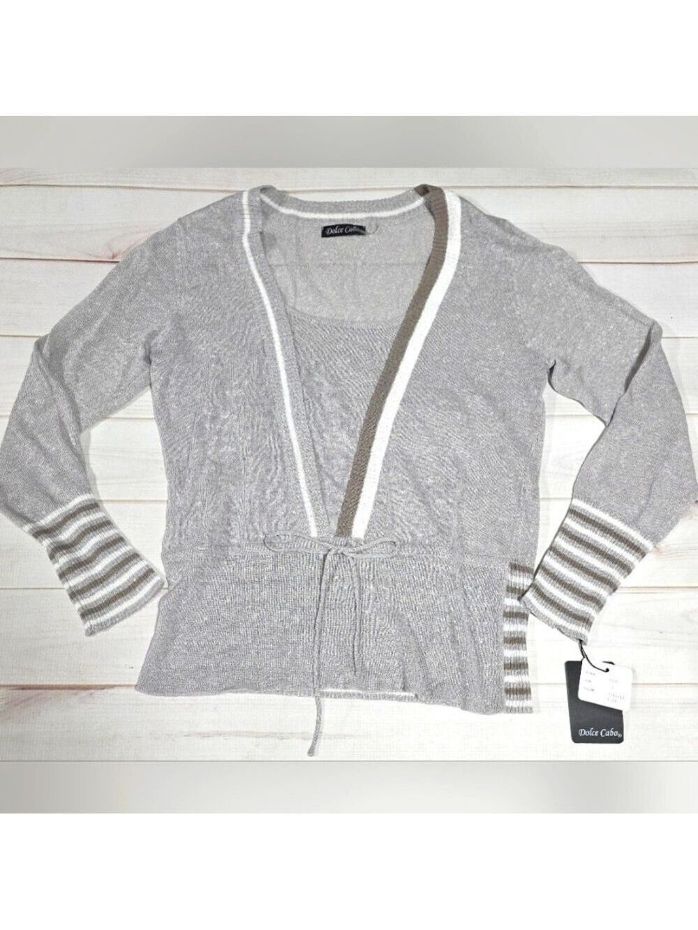 Dolce Cabo Grey Linen Blend Tunic Blouse Small - New With Tags